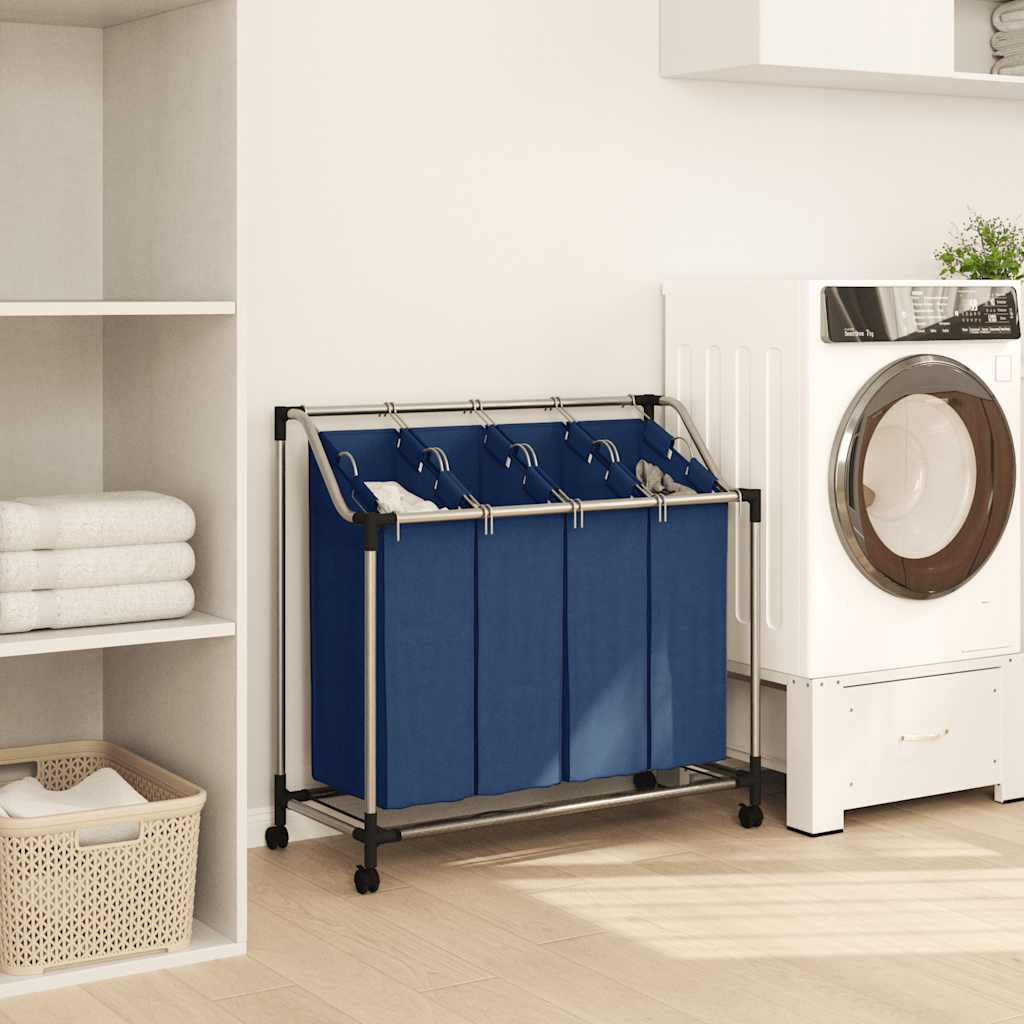 Wassorteerder met 4 zakken staal blauw