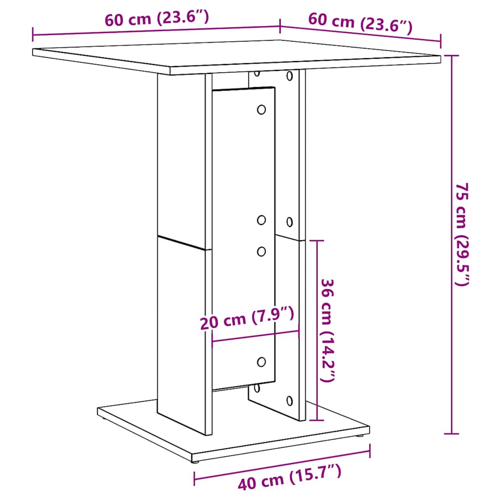 Bistrotafel 60x60x75 cm bewerkt hout betongrijs