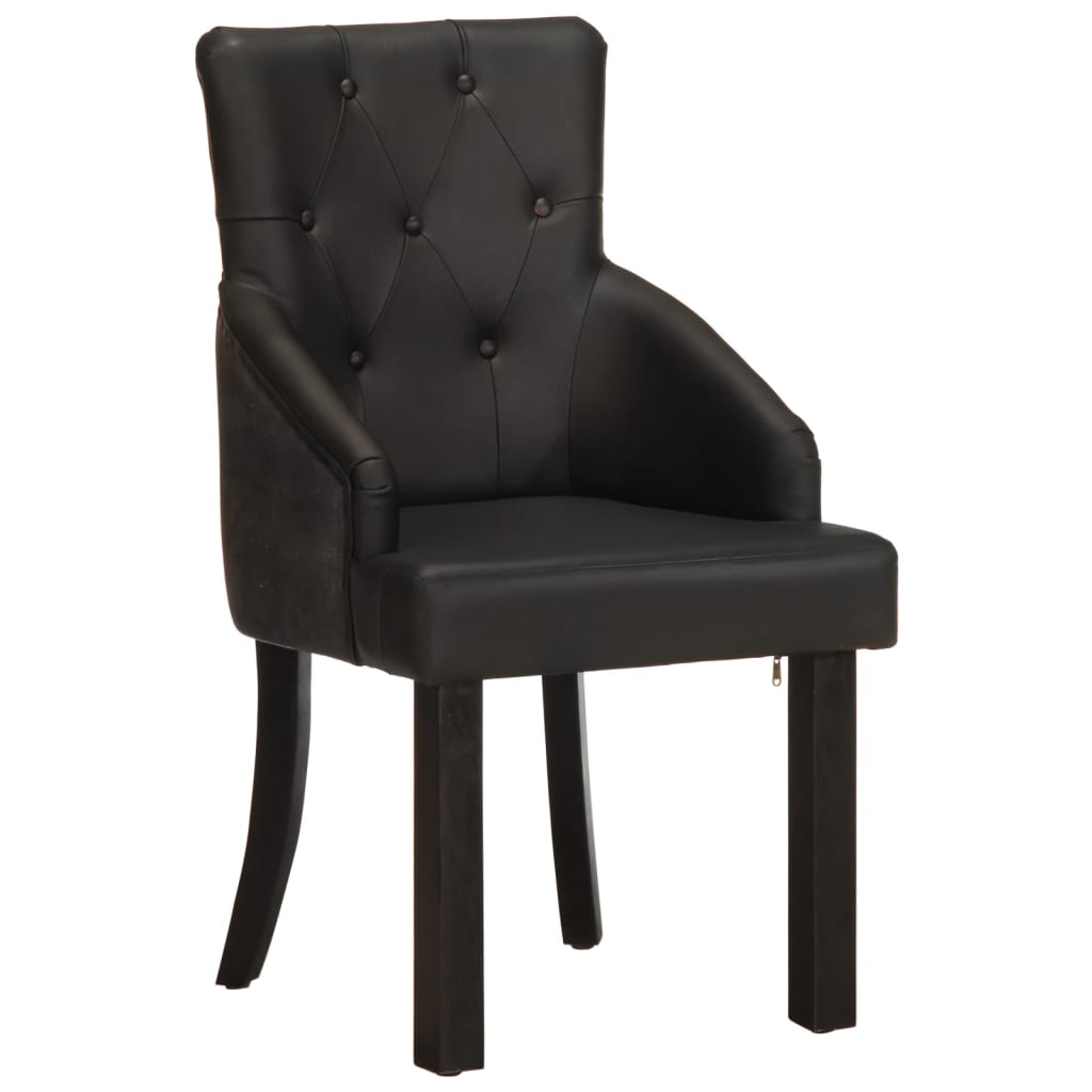 Eetkamerstoelen 2 st echt geitenleer zwart