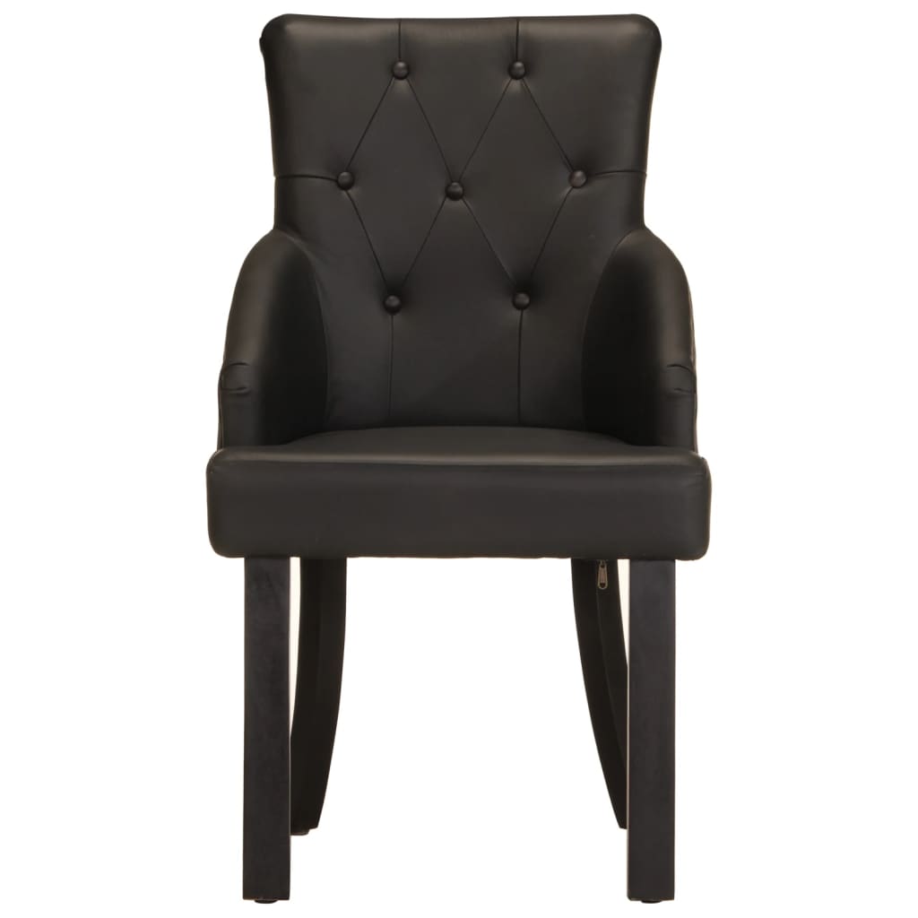 Eetkamerstoelen 2 st echt geitenleer zwart