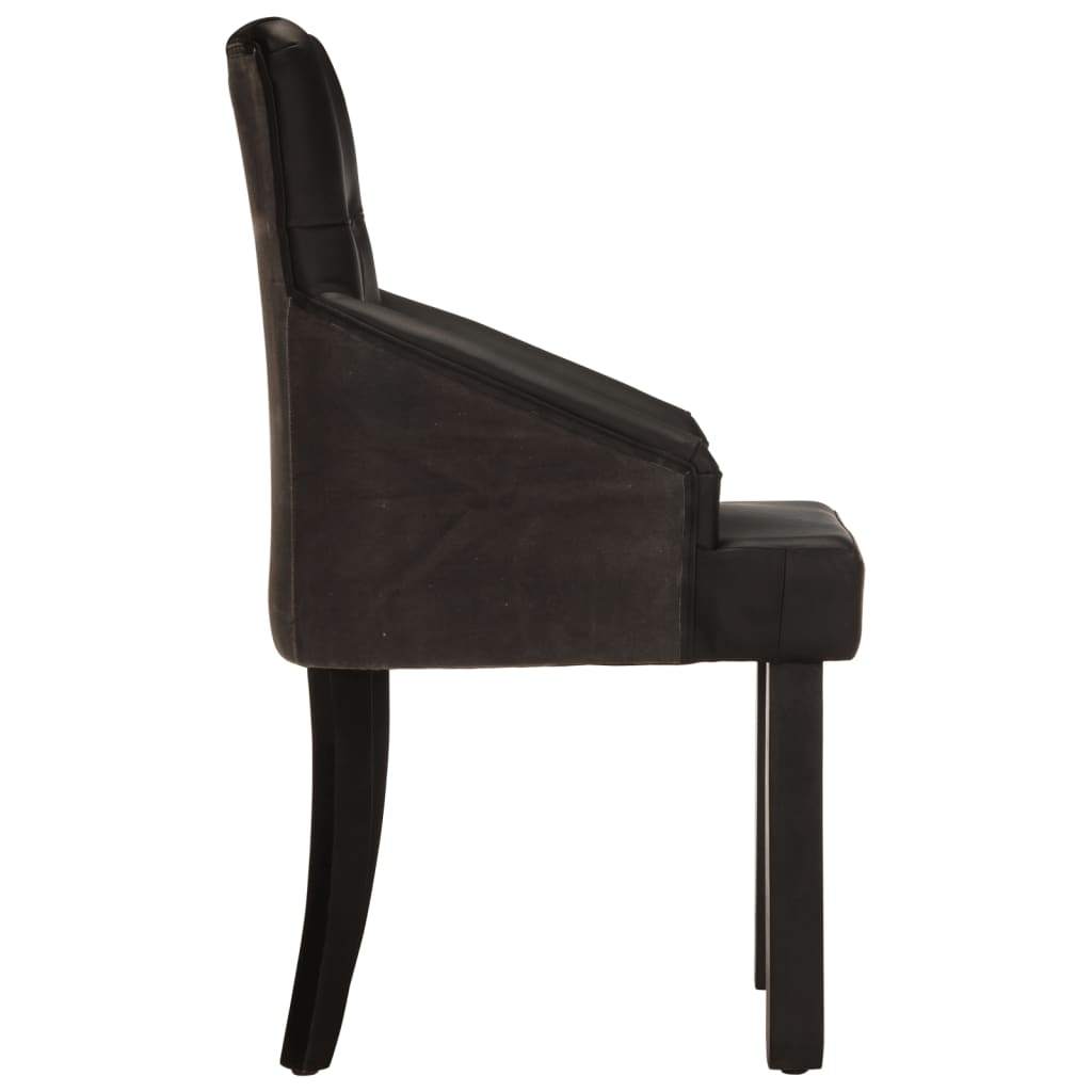 Eetkamerstoelen 2 st echt geitenleer zwart