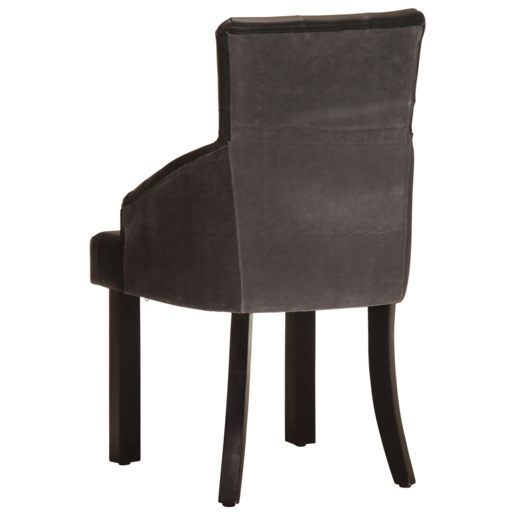Eetkamerstoelen 2 st echt geitenleer zwart