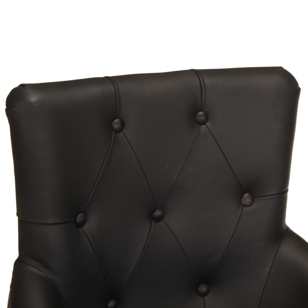 Eetkamerstoelen 2 st echt geitenleer zwart