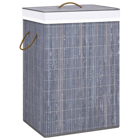 Wasmand met 2 vakken 72 L bamboe grijs