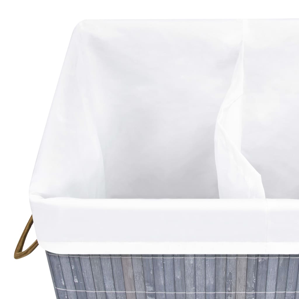 Wasmand met 2 vakken 72 L bamboe grijs