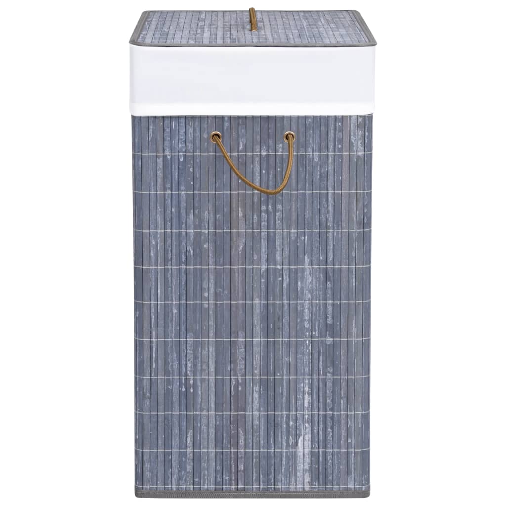 Wasmand met 2 vakken 100 L bamboe grijs