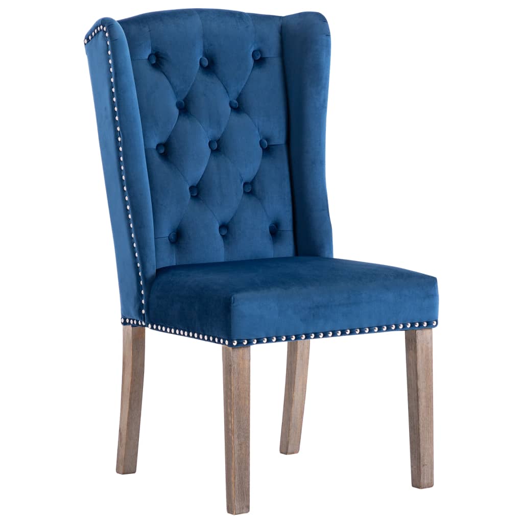 Eetkamerstoel fluweel blauw
