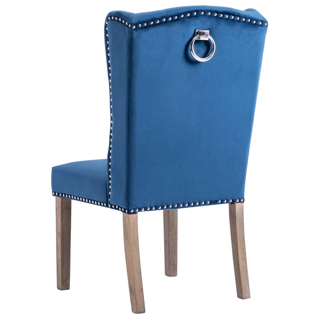 Eetkamerstoel fluweel blauw