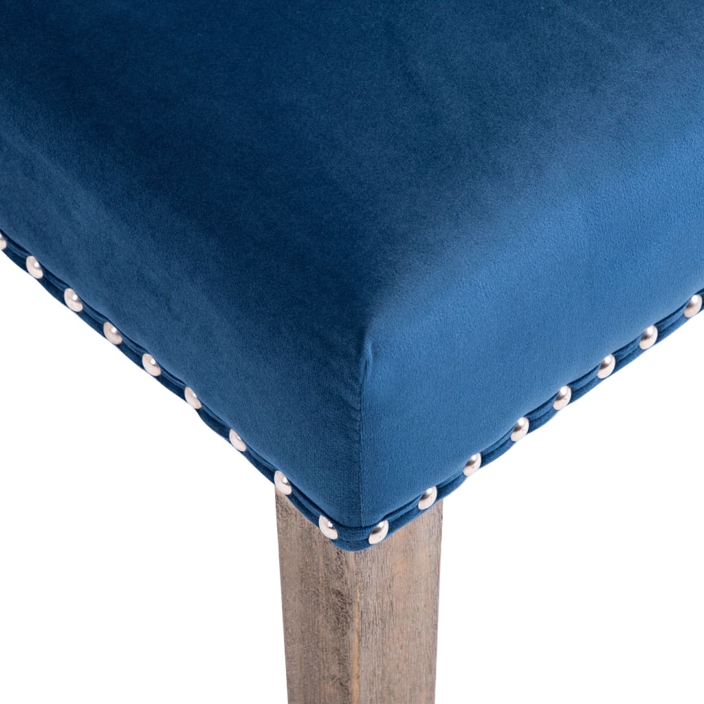 Eetkamerstoel fluweel blauw