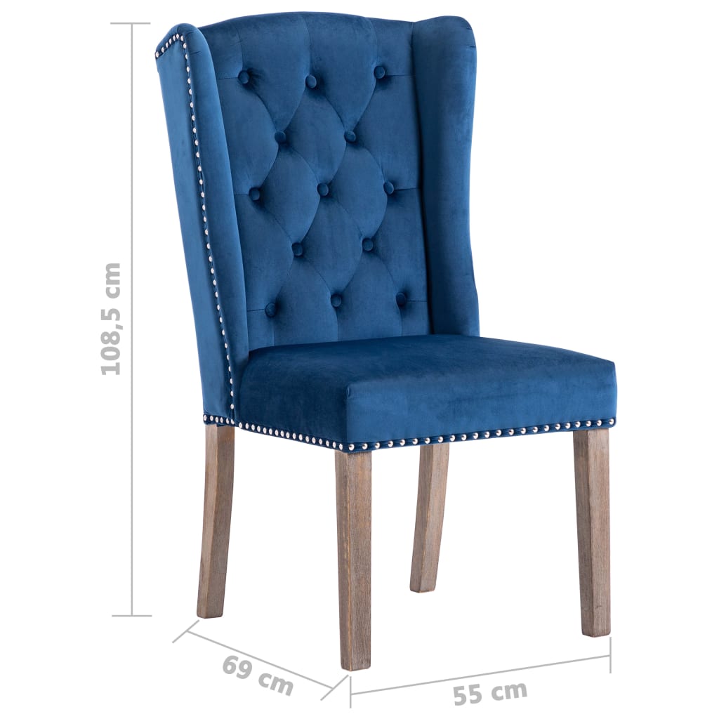Eetkamerstoel fluweel blauw
