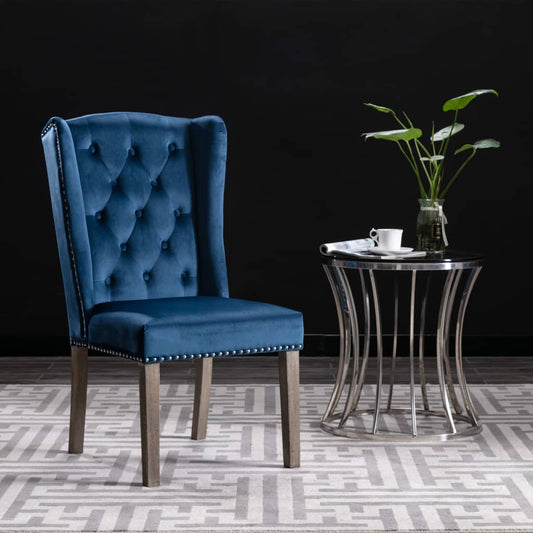 Eetkamerstoel fluweel blauw