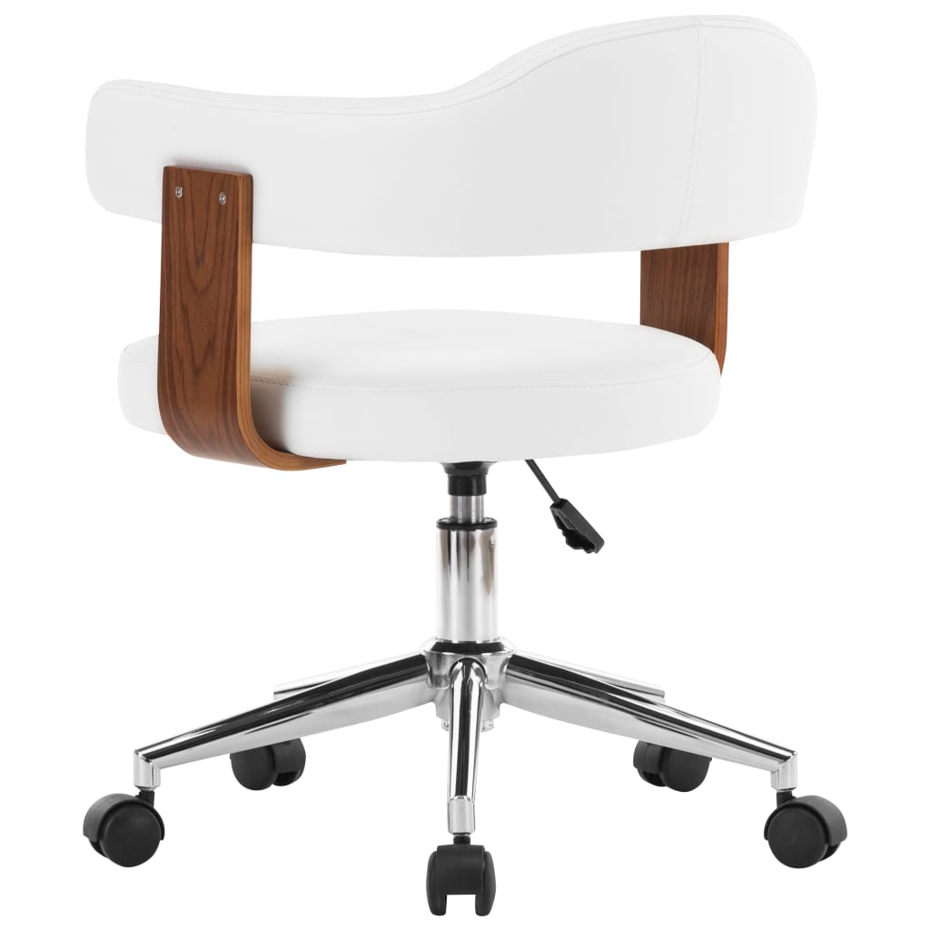 Eetkamerstoelen draaibaar 2 st gebogen hout en kunstleer wit