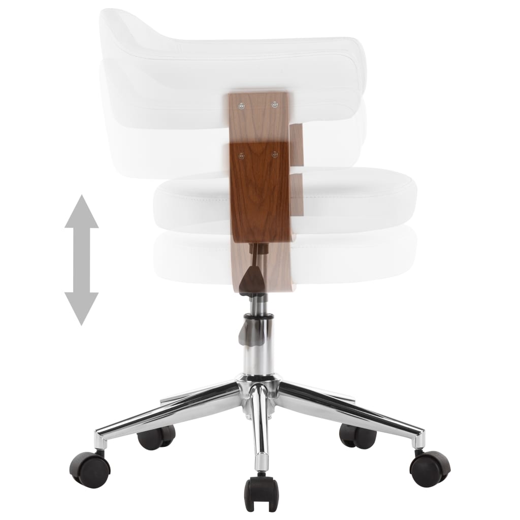 Eetkamerstoelen draaibaar 2 st gebogen hout en kunstleer wit