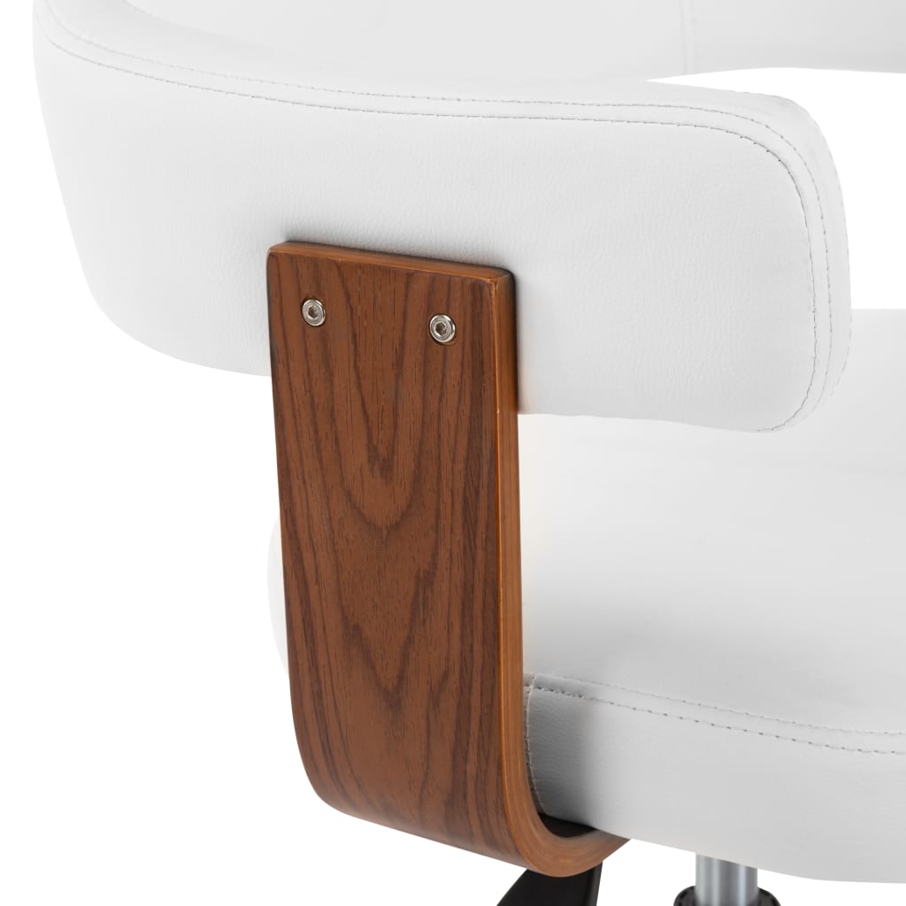 Eetkamerstoelen draaibaar 2 st gebogen hout en kunstleer wit
