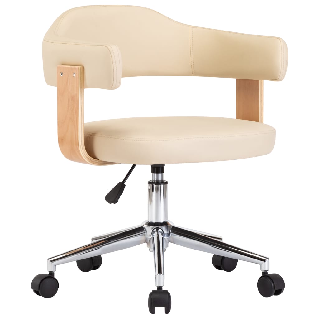 Eetkamerstoelen draaibaar 2 st kunstleer crèmekleurig