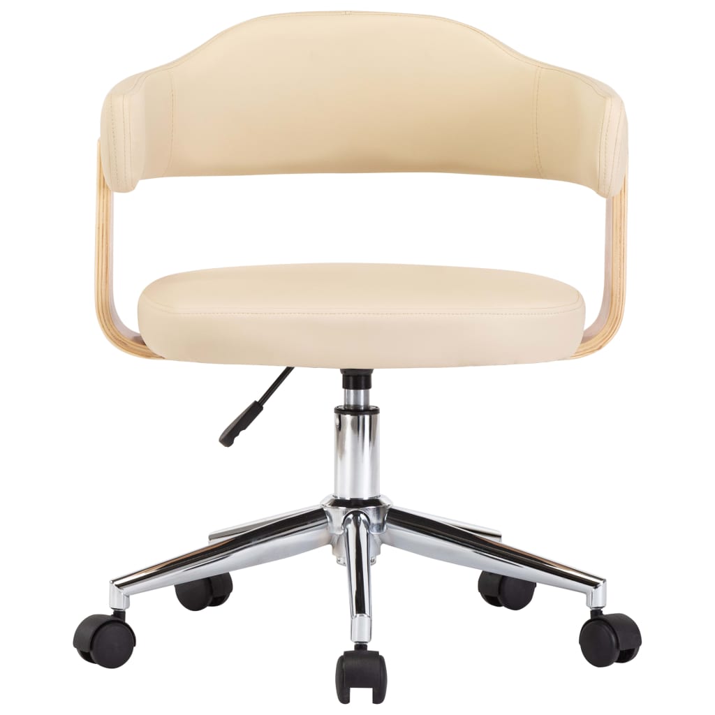 Eetkamerstoelen draaibaar 2 st kunstleer crèmekleurig