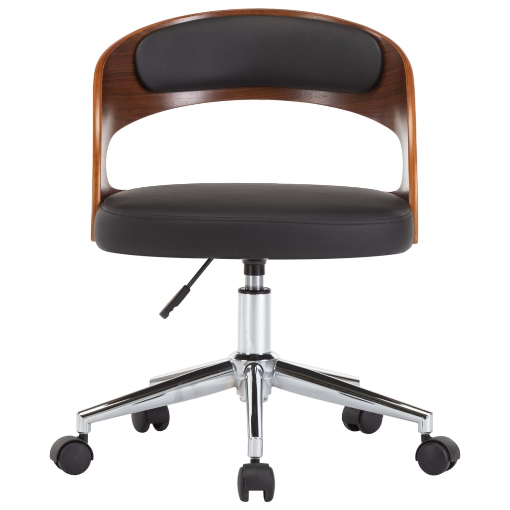 Eetkamerstoelen draaibaar 2 st gebogen hout en kunstleer zwart