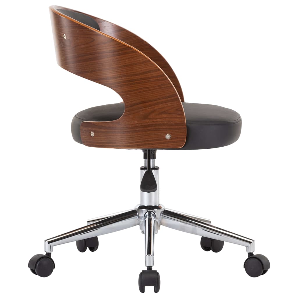 Eetkamerstoelen draaibaar 2 st gebogen hout en kunstleer zwart