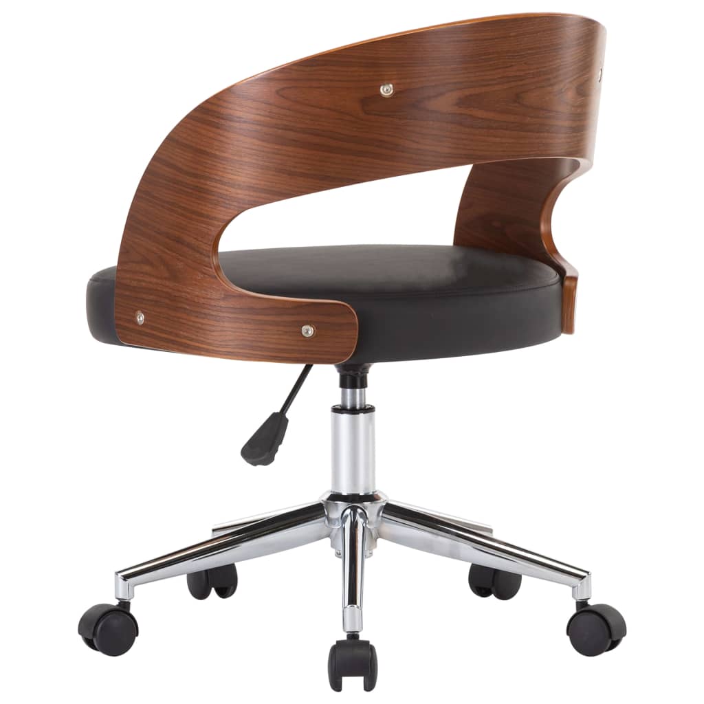 Eetkamerstoelen draaibaar 2 st gebogen hout en kunstleer zwart