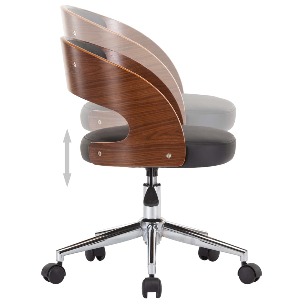 Eetkamerstoelen draaibaar 2 st gebogen hout en kunstleer zwart
