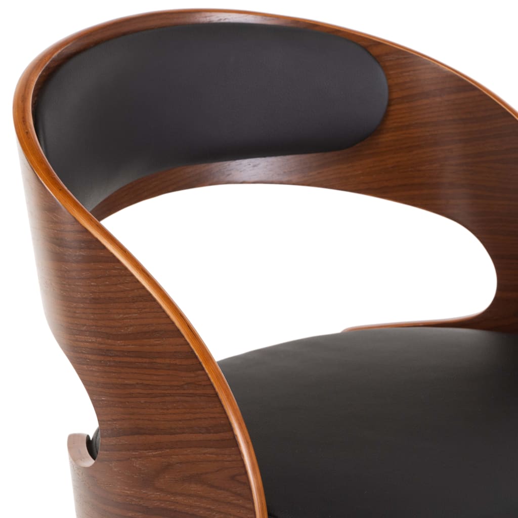 Eetkamerstoelen draaibaar 2 st gebogen hout en kunstleer zwart