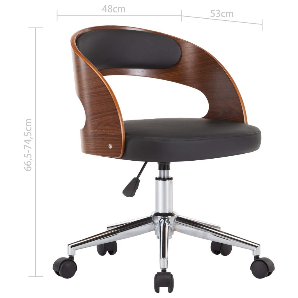 Eetkamerstoelen draaibaar 2 st gebogen hout en kunstleer zwart