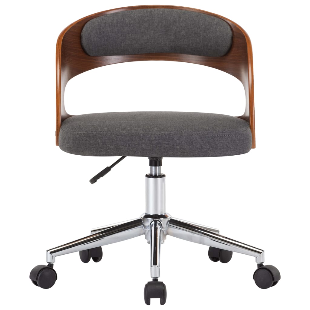 Eetkamerstoelen 2 st draaibaar gebogen hout en stof grijs
