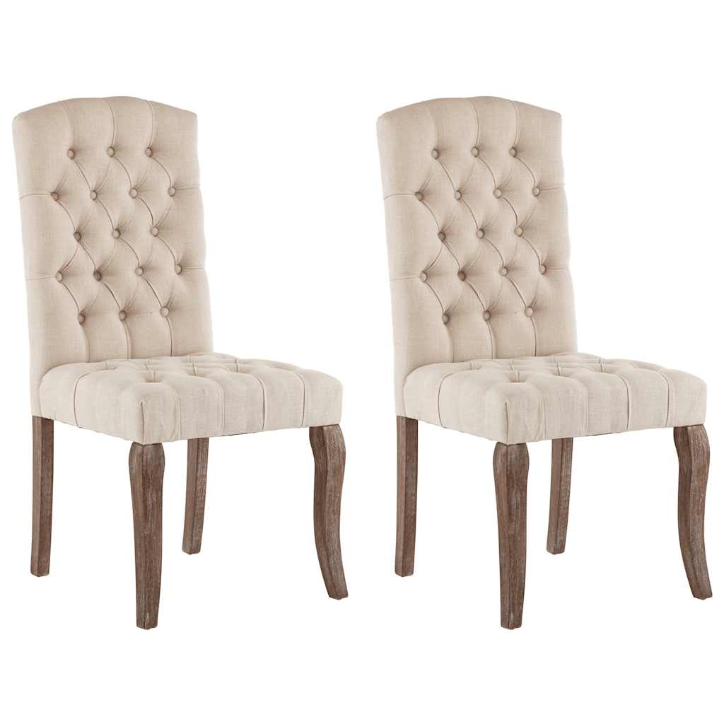 Eetkamerstoelen 2 st linnen-look stof beige