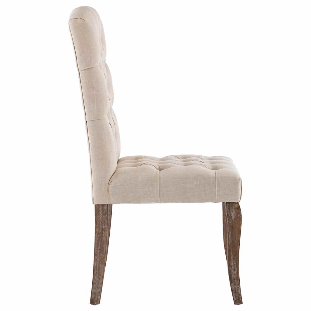 Eetkamerstoelen 2 st linnen-look stof beige
