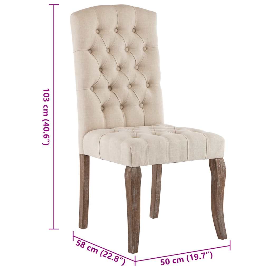 Eetkamerstoelen 2 st linnen-look stof beige