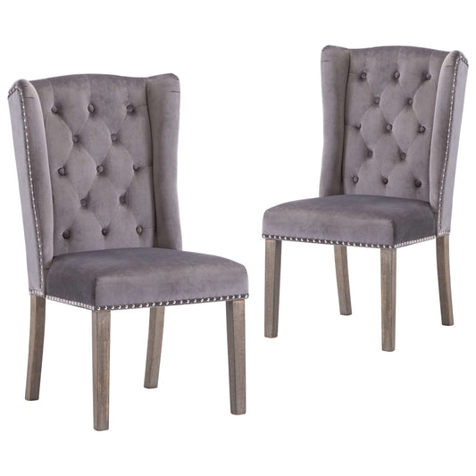 Eetkamerstoelen 2 st fluweel grijs
