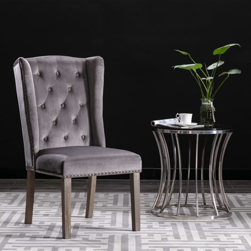 Eetkamerstoelen 2 st fluweel grijs