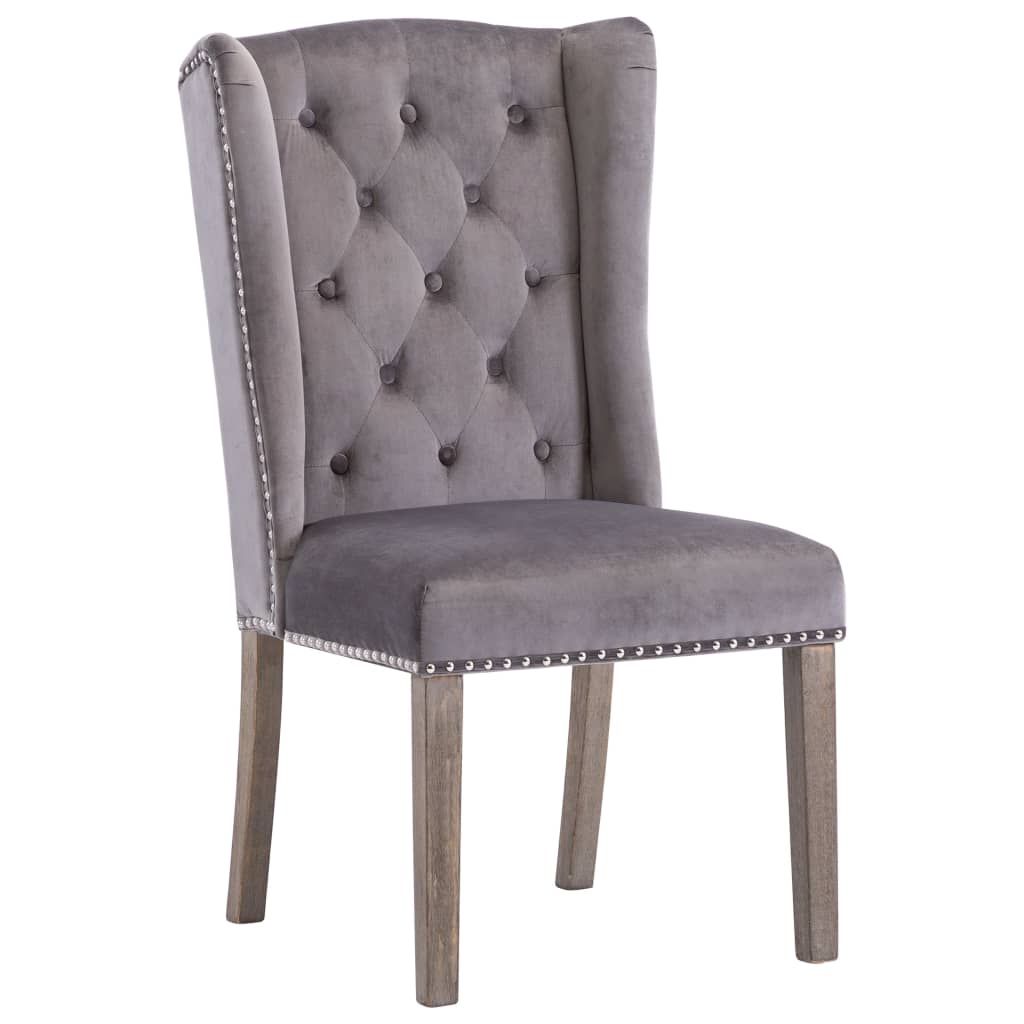 Eetkamerstoelen 2 st fluweel grijs
