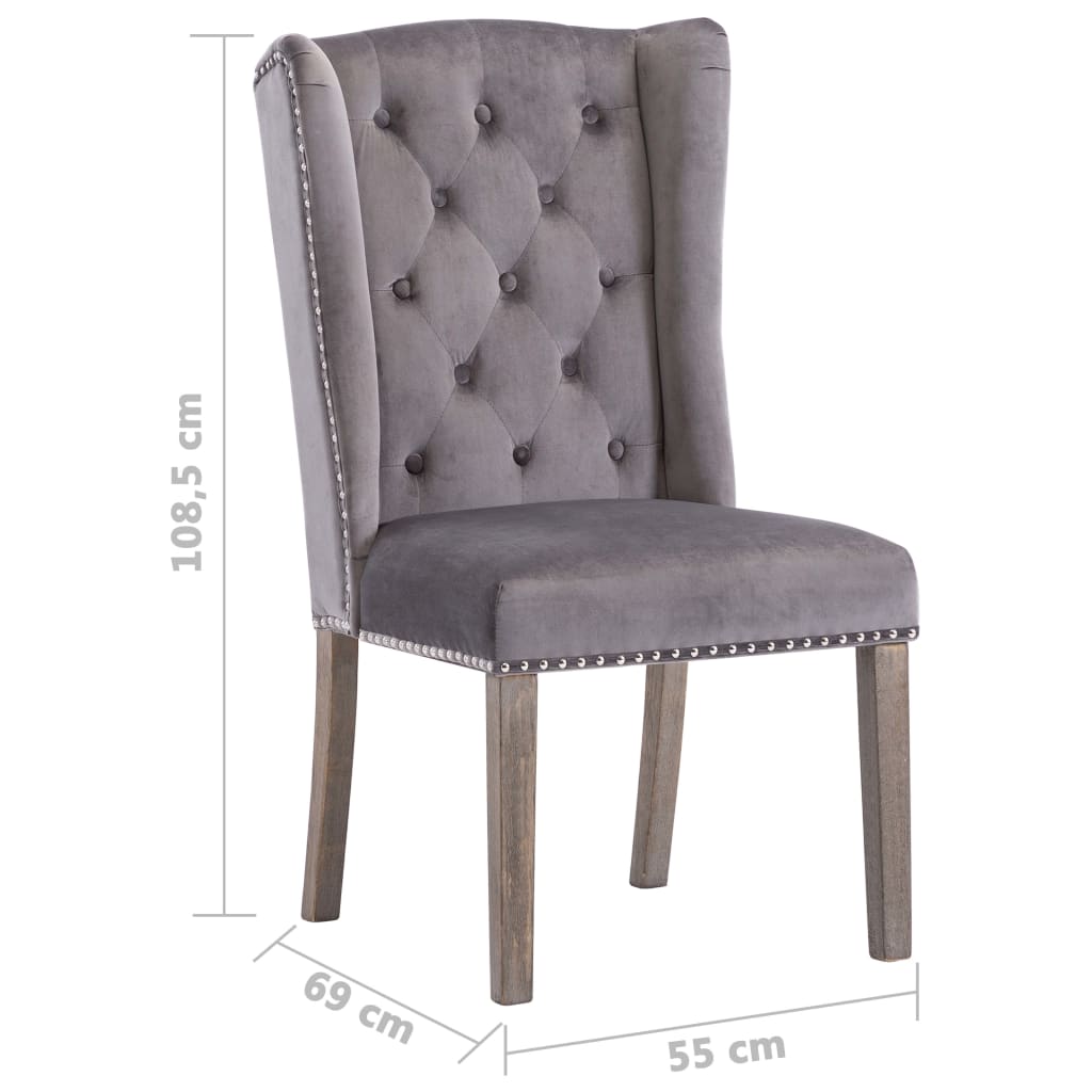Eetkamerstoelen 2 st fluweel grijs