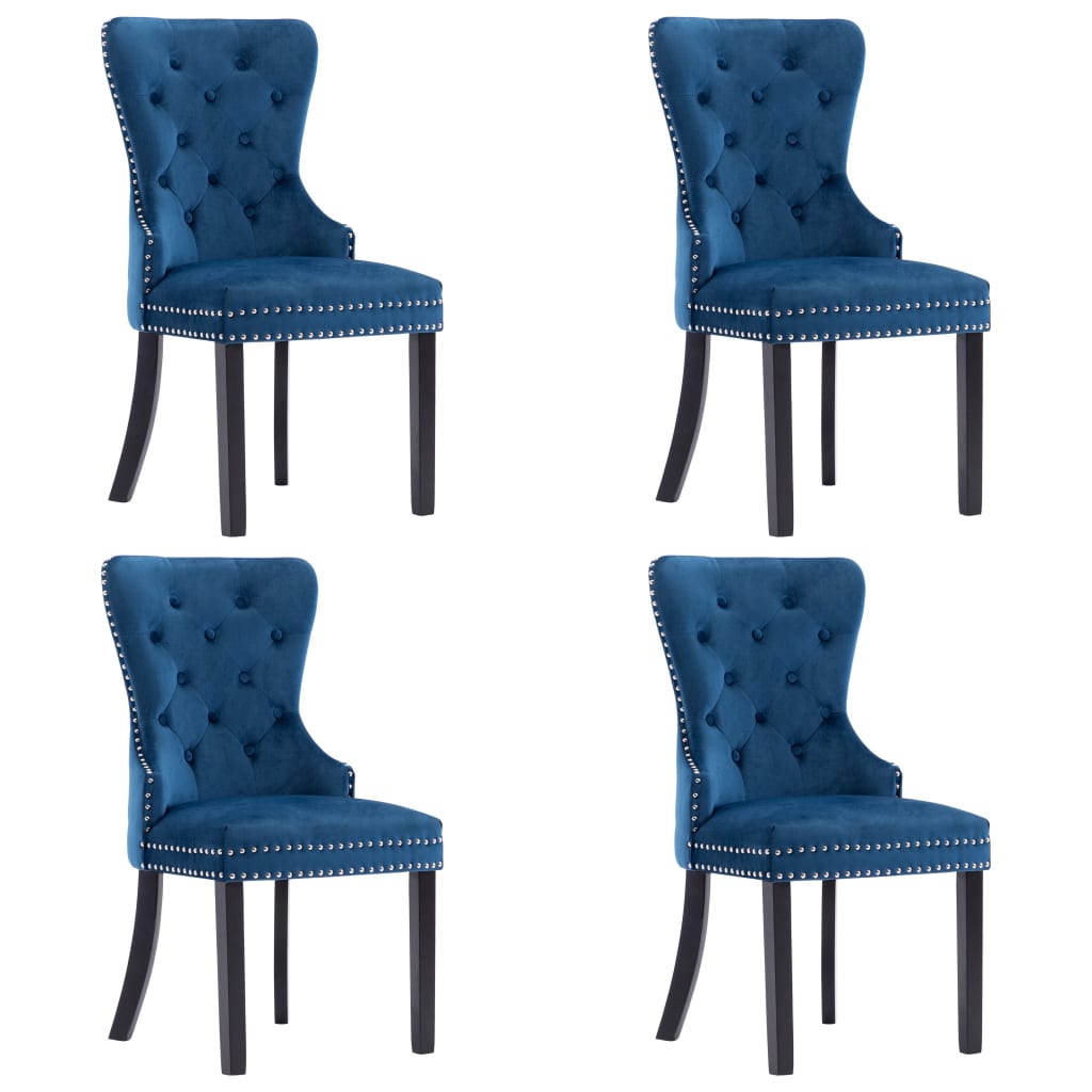 Eetkamerstoelen 4 st fluweel blauw