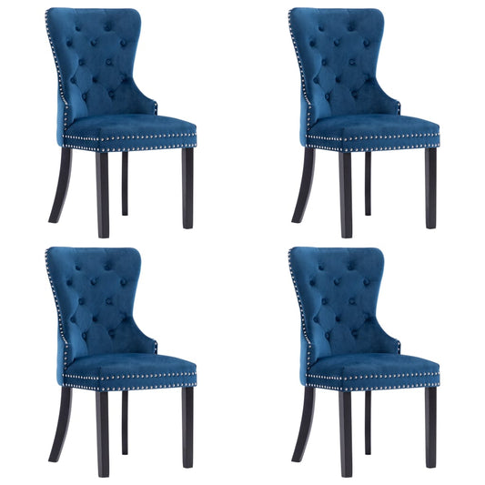 Eetkamerstoelen 4 st fluweel blauw