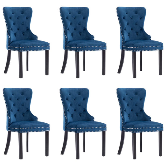 Eetkamerstoelen 6 st fluweel blauw