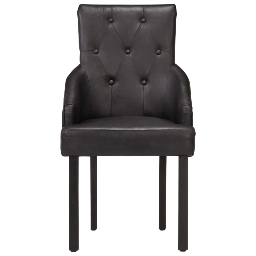 Eetkamerstoelen 4 st echt geitenleer zwart