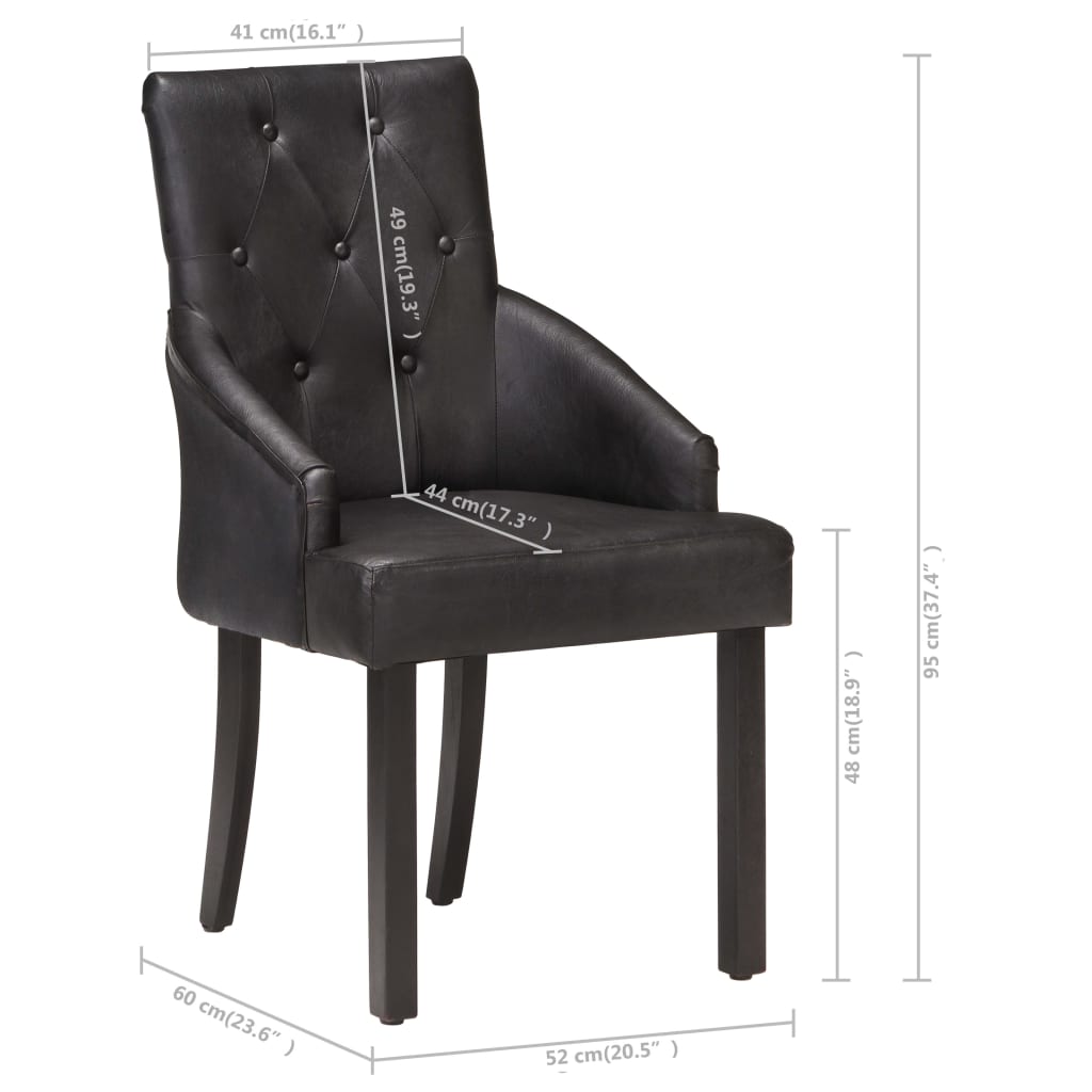 Eetkamerstoelen 4 st echt geitenleer zwart