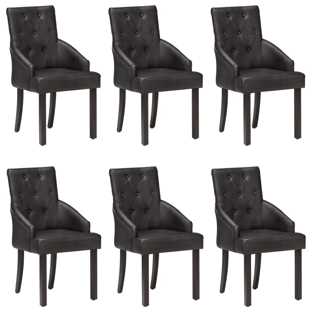 Eetkamerstoelen 6 st echt geitenleer zwart