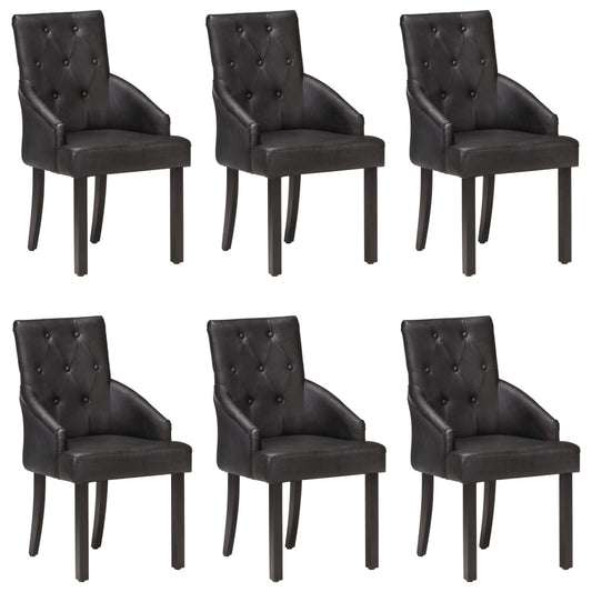 Eetkamerstoelen 6 st echt geitenleer zwart