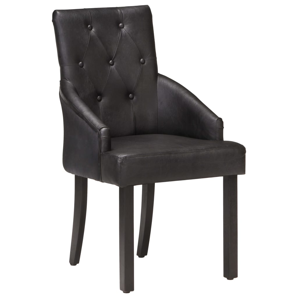 Eetkamerstoelen 6 st echt geitenleer zwart