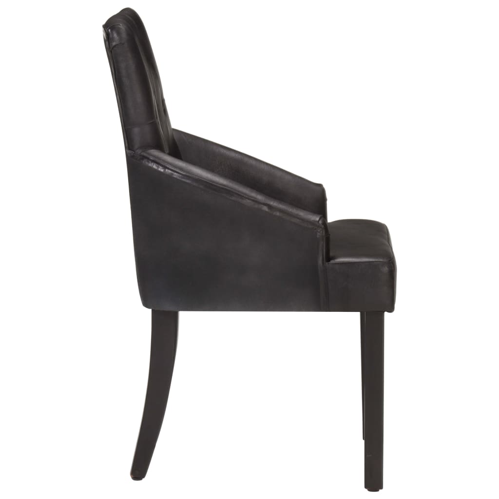 Eetkamerstoelen 6 st echt geitenleer zwart