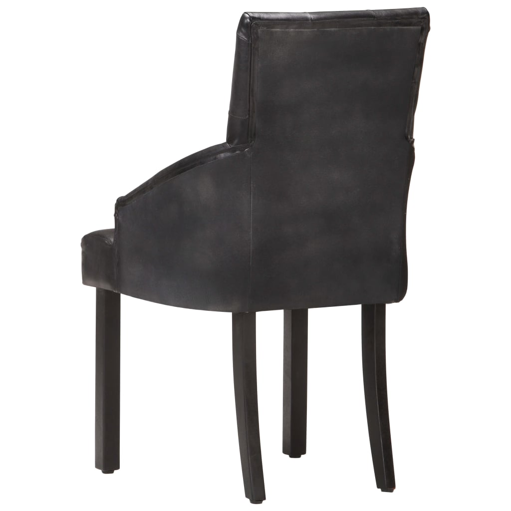 Eetkamerstoelen 6 st echt geitenleer zwart