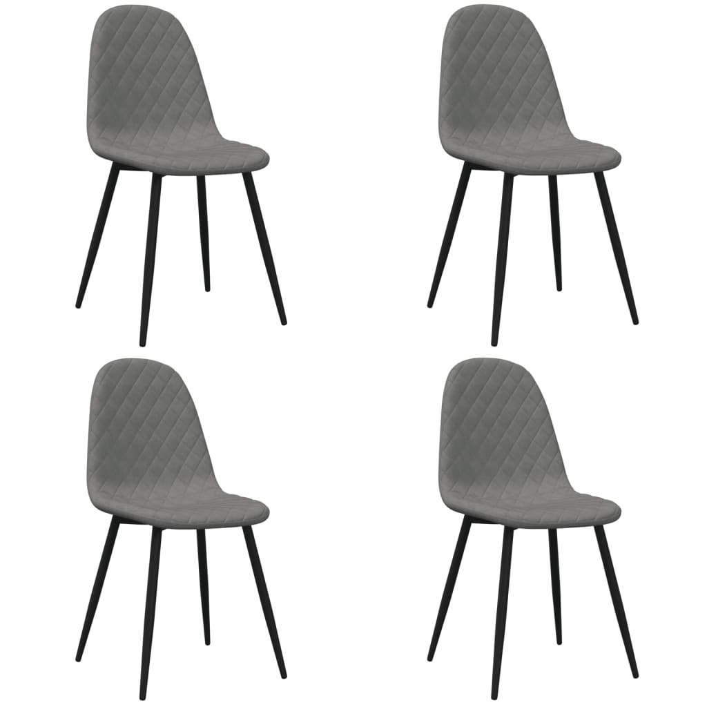 Eetkamerstoelen 4 st fluweel lichtgrijs