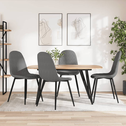 Eetkamerstoelen 4 st fluweel lichtgrijs