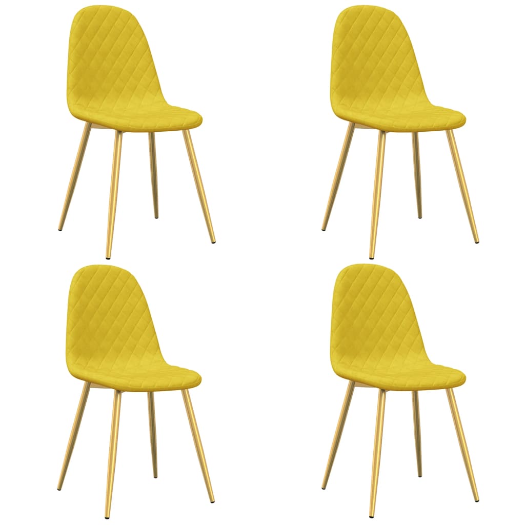 Eetkamerstoelen 4 st fluweel mosterdgeel