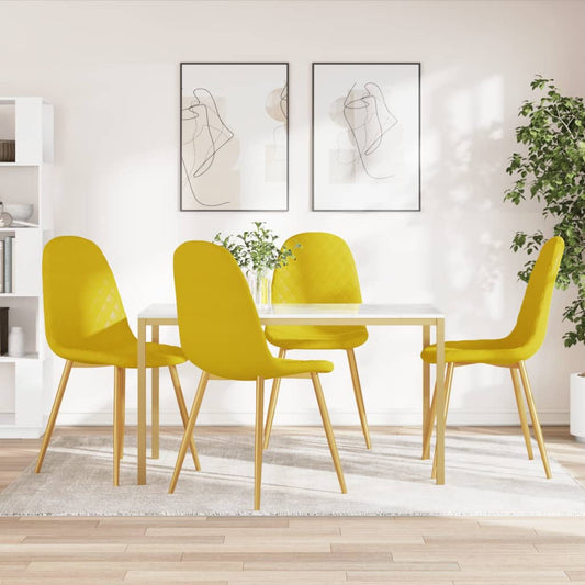 Eetkamerstoelen 4 st fluweel mosterdgeel