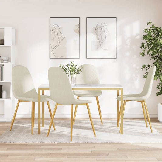 Eetkamerstoelen 4 st fluweel crèmewit