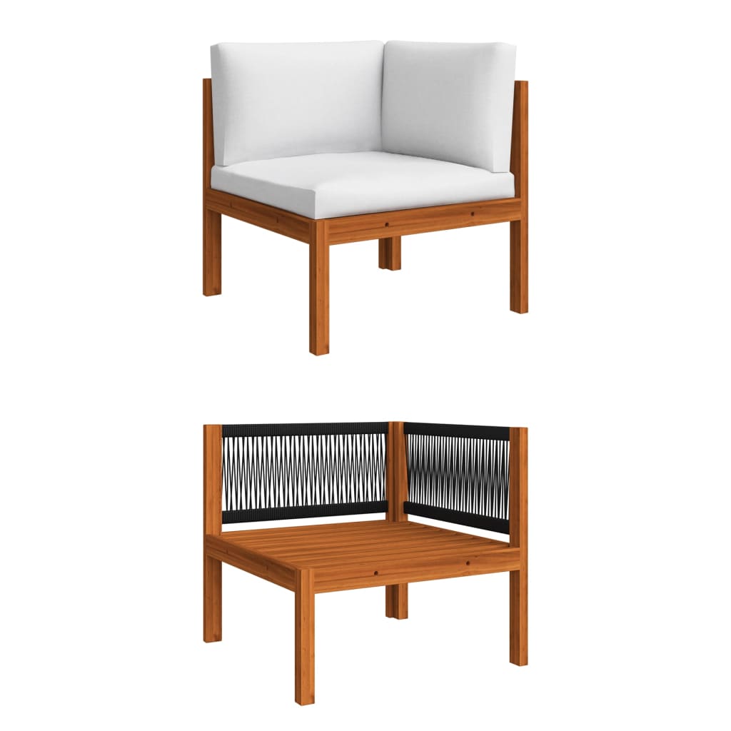 10-delige Loungeset met kussens massief acaciahout crèmekleurig